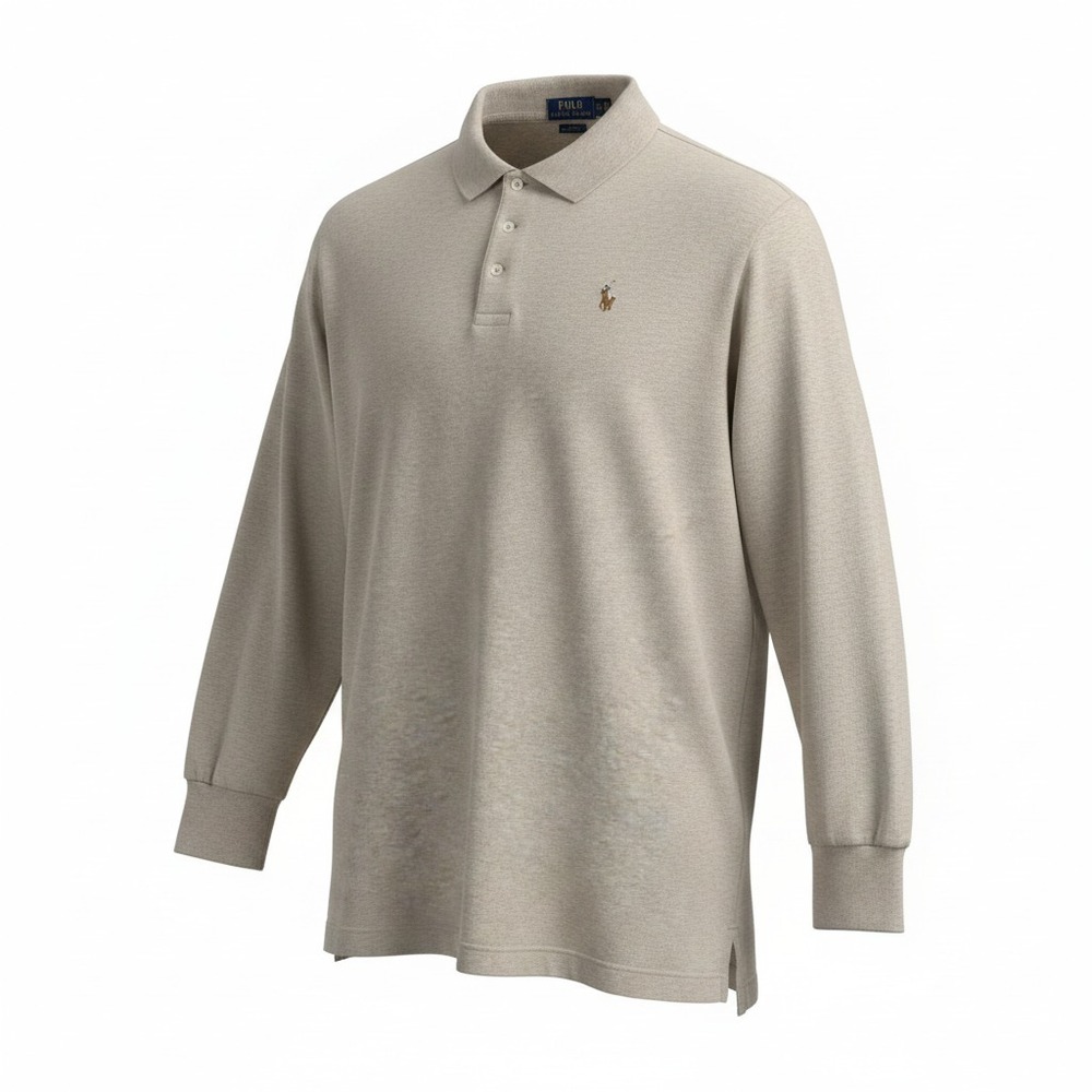 Polo Ralph Lauren Polo Shirt Men 2XL Beige Long Sleeve Flesh Pony Preppy